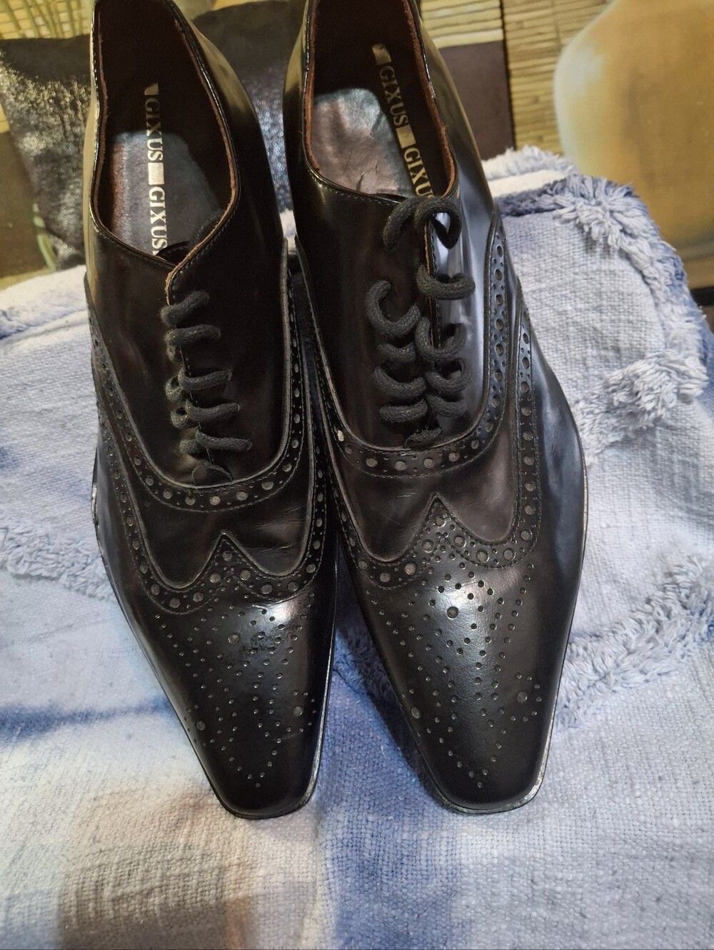 Gxus Black Wingtip Oxford Dress Shoes